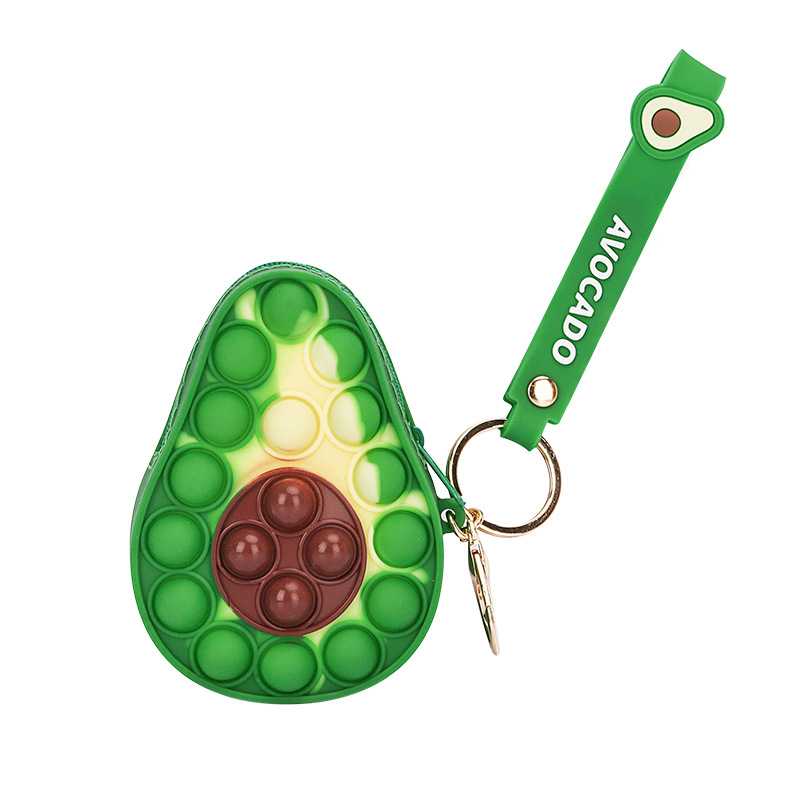 Avokado formos fidget pop-it užtrauktuko rankinės monetos piniginės dėklas